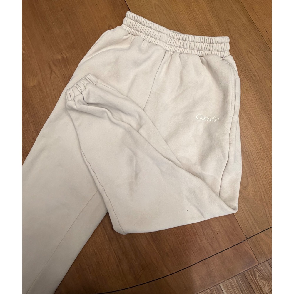 Comfrt Signature Sweatpants Sand Tan High Waisted Fleece Joggers Small